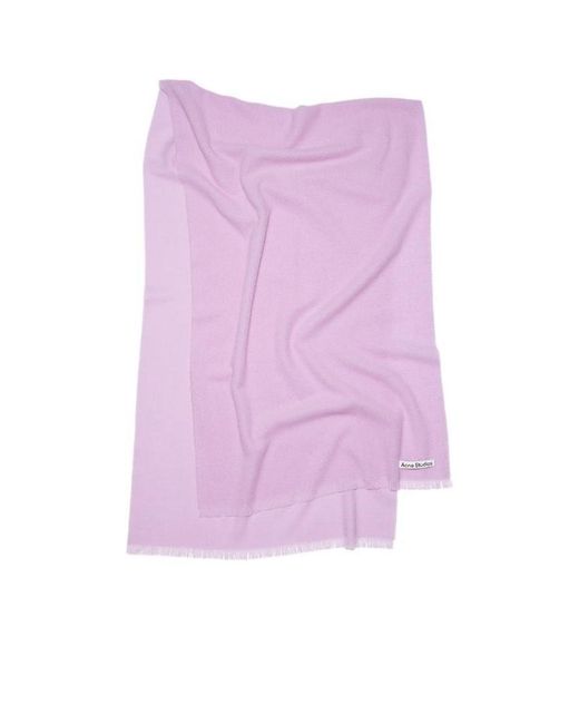 Acne Purple Logo-Patch Wool Scarf