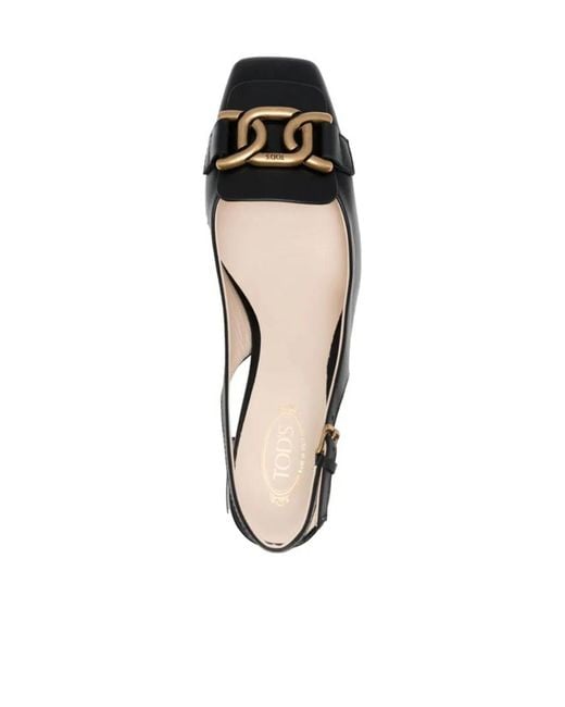 Tod's Black Kate Logo Plaque Slingback Pumps