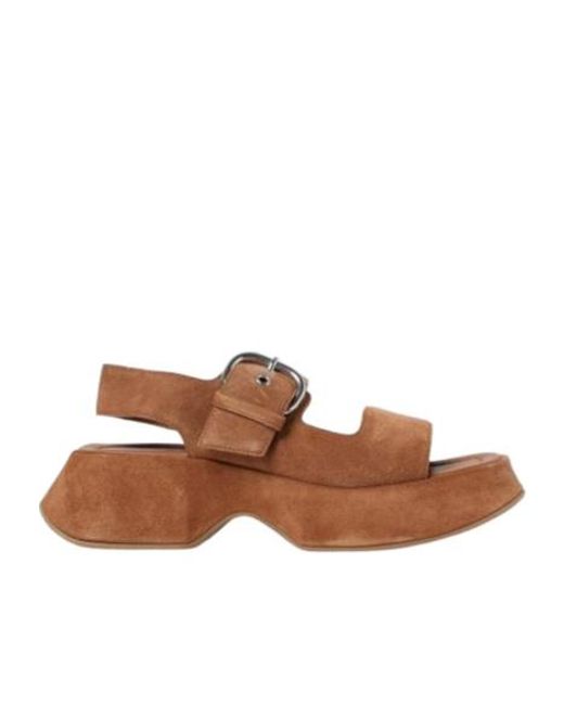 Vic Matié Brown Platform Buckle Heeled Sandals