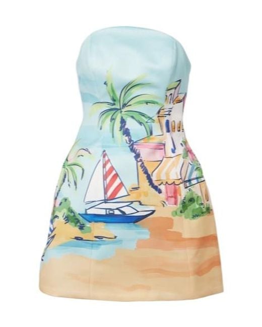 Leo Blue Printed Bustier Dress