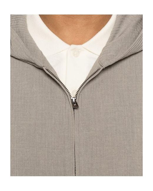Emporio Armani Gray Hooded Zip-Up Jacket for men