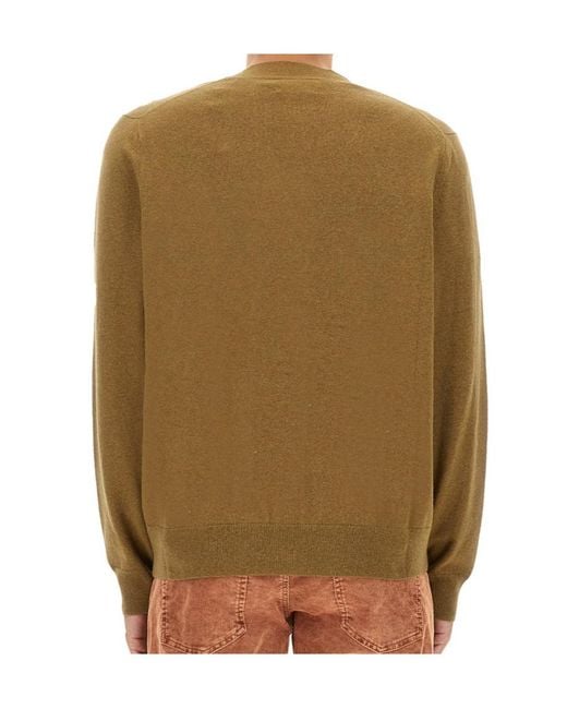 Isabel Marant Green Logo Intarsia-Knit V-Neck Cardigan for men