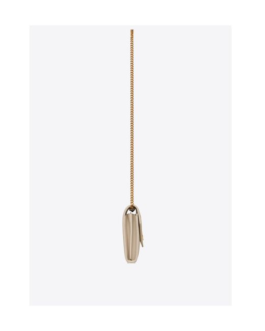 Saint Laurent White Cassandre Matelassé Chain Wallet