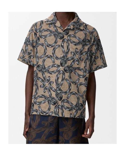 Loewe Gray Terry Jacquard Short Sleeve Shirt for men