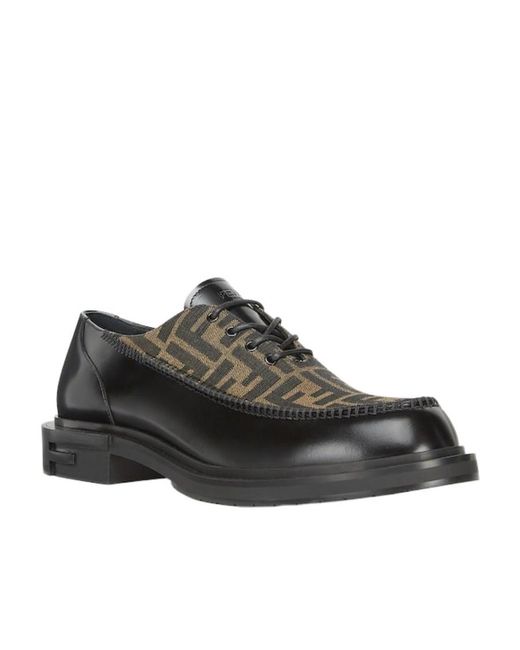 Fendi Black Ff Jacquard Lace-Up Shoes for men