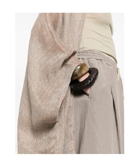 Fabiana Filippi Natural Frayed Open-Front Long Cardigan