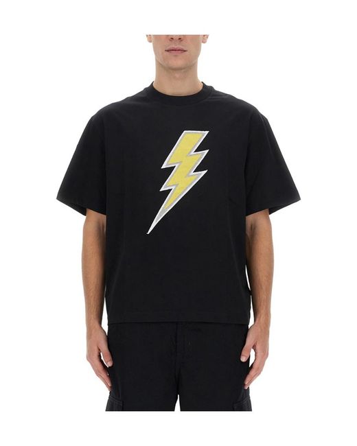 Neil Barrett Black Logo Patch Crewneck T-Shirt for men