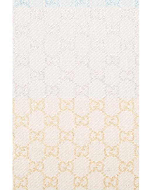 Gucci White Gg Jacquard Scarf