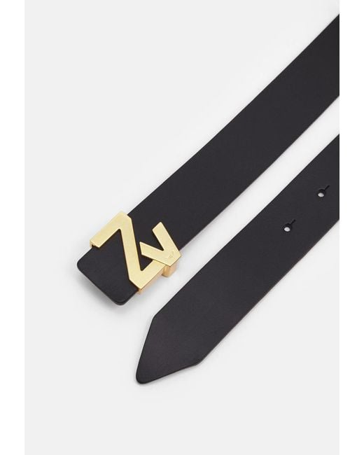 Zadig & Voltaire White Logo-Plaque Leather Belt