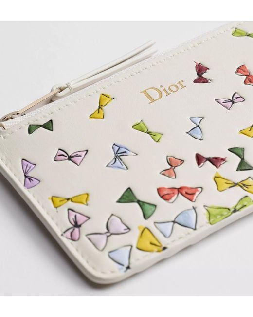 Dior White Iviera Cosmos Zipped Card Holder