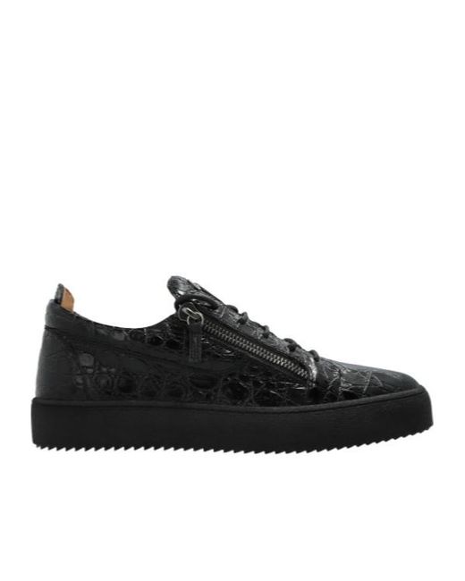 Giuseppe Zanotti Black Frankie Zip Detailed Lace-Up Sneakers for men