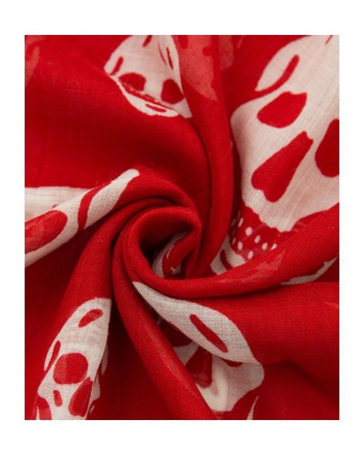McQueen Red Skull Printed Scarf for men