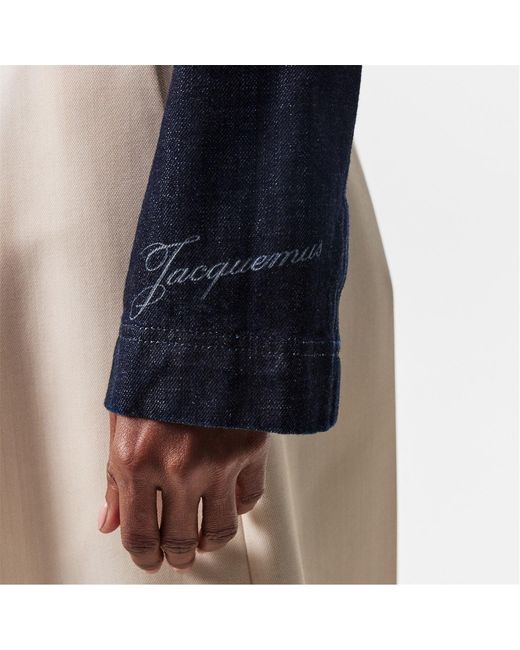 Jacquemus Blue Lapel Long Sleeve Denim Jacket