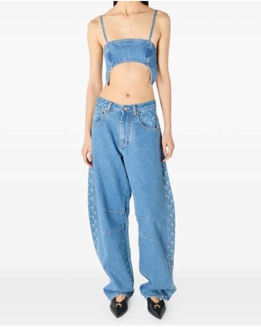 MARINE SERRE Blue Cutout Overalls