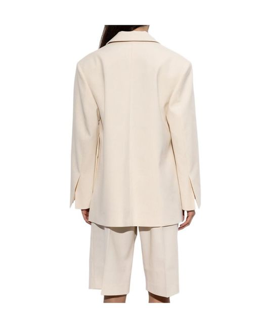 By Malene Birger Natural Single-Breasted Suit Jacket