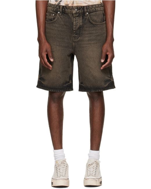 Represent Gray Relaxed Denim Shorts for men