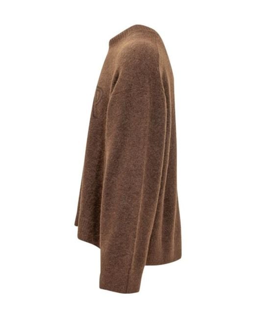 Represent Brown Logo-Embroidered Brushed-Finish Sweater for men