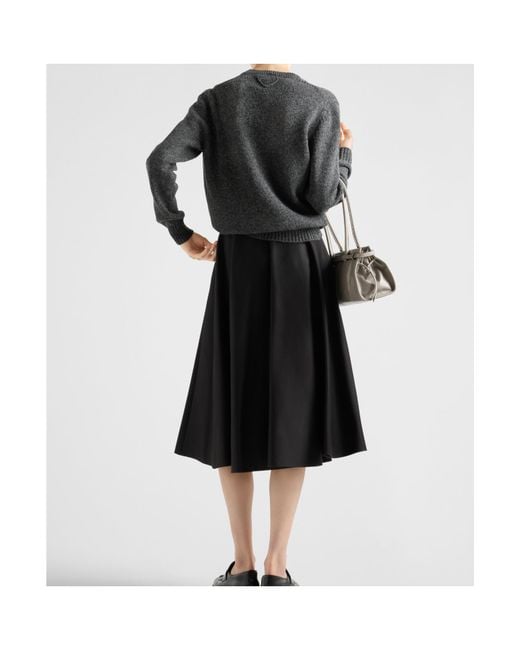 Prada Black Chino Circle Midi-Skirt