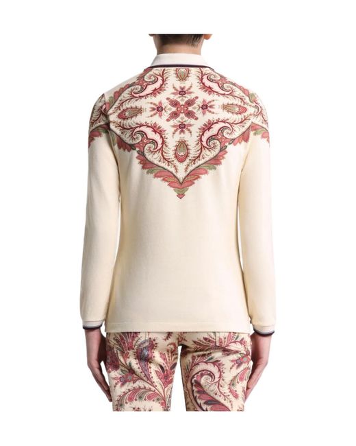Etro White Paisley-Print Polo Shirt