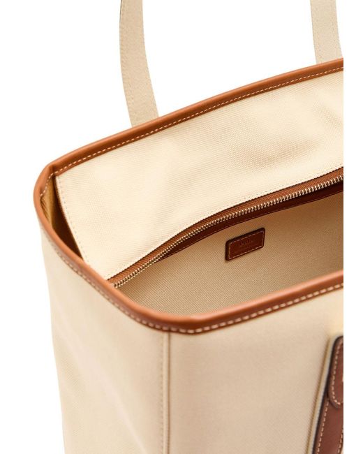 Polo Ralph Lauren Natural Medium Leather-Trimmed Canvas Tote Bag