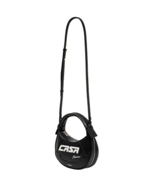 Casablanca Black Biker Zipped Shoulder Bag