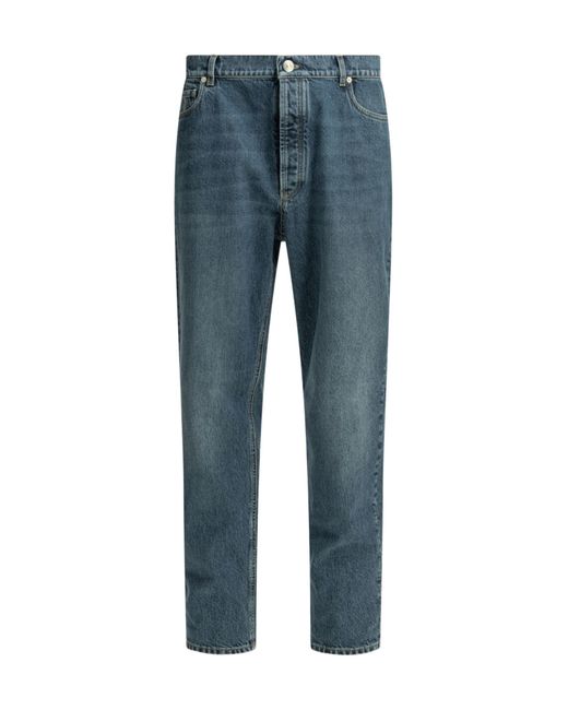 Brunello Cucinelli Blue Denim Iconic Fit Five-Pocket Trousers for men