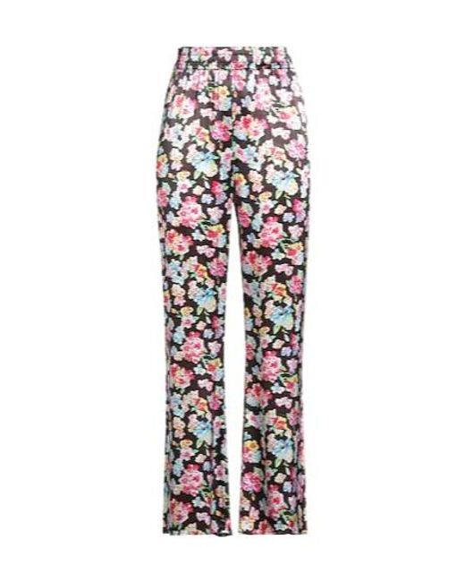 Ganni White Flowered Satin Trousers