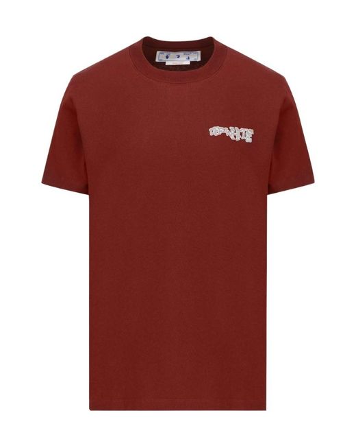 Off-White c/o Virgil Abloh Red Logo Print Short-Sleeve T-Shirt for men