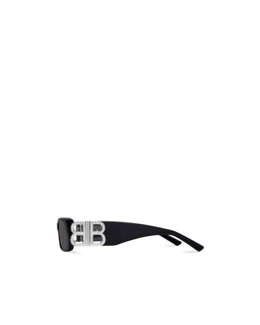 Balenciaga White Eyewear Rectangle Framed Sunglasses