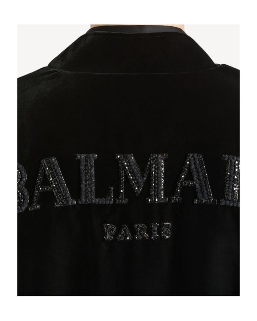 Balmain Black Embellished Bomber Jacket for men