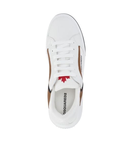 DSquared² White Logo Printed Lace-Up Sneakers for men