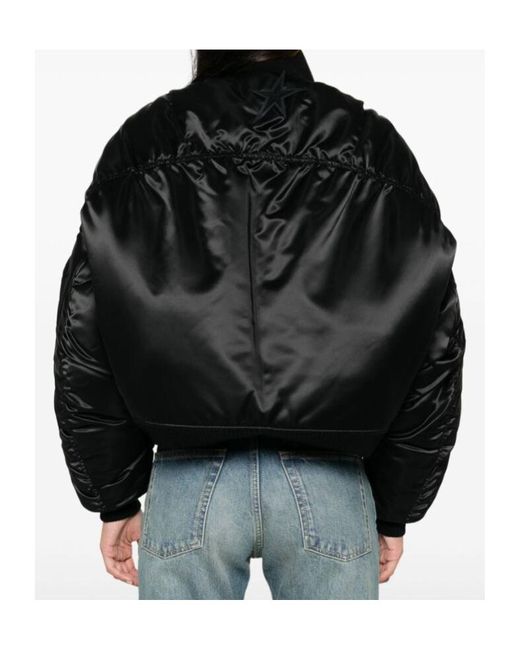 Mugler Black Satin Bomber Jacket