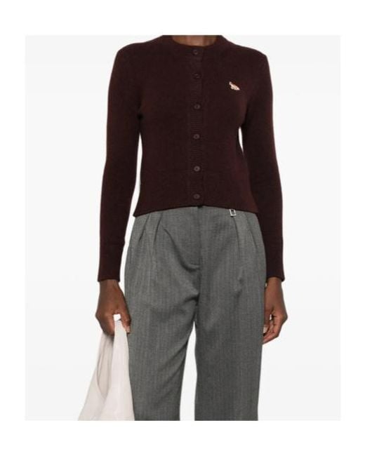 Maison Kitsuné Purple Crew-Neck Cardigan