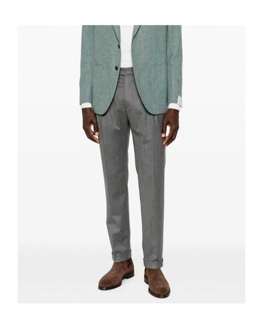 Berwich Gray Pleated Wool Trousers for men