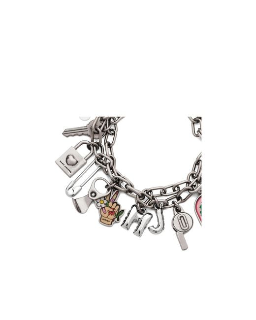 Marc Jacobs White The Pop Americana Charm Cable Chain Bracelet