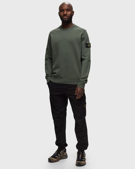 Stone Island Green Compass Patch Crewneck Sweatshirt for men