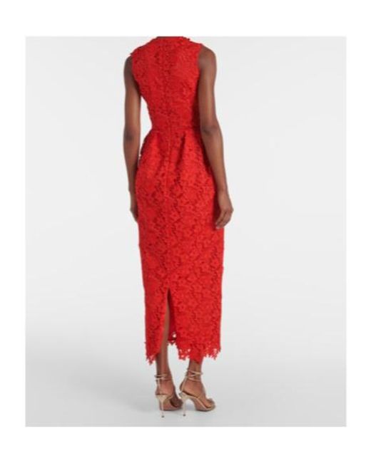 Safiyaa Red Alani Lace Midi Dress