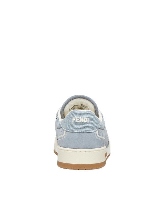 Fendi Blue Match Denim Low-Top Sneakers