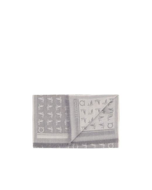 Ferragamo Gray Shark Pattern Scarf for men