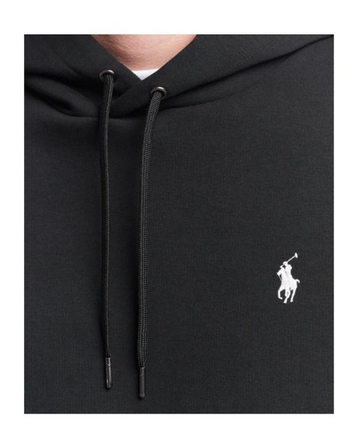 Polo Ralph Lauren Black Logo Embroidered Drawstring Hoodie for men