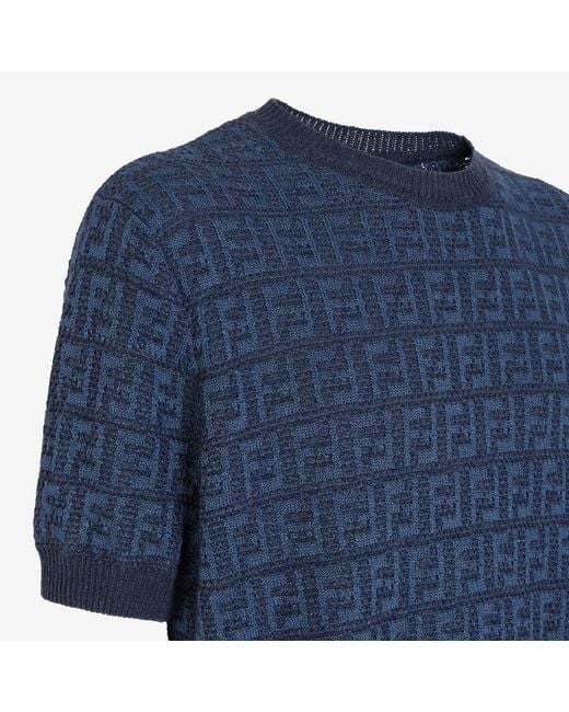 Fendi Blue All-Over Ff Motif Crewneck Jumper for men