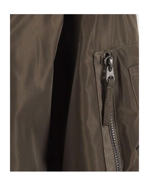 Aspesi Green Ribbed Collar Long-Sleeved Trench Coat