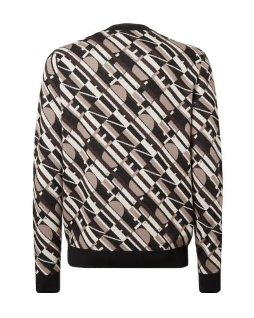Fendi Black Logo Jacquard Crewneck Jumper for men