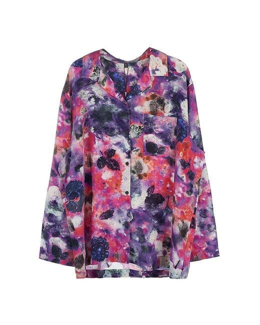 McQueen Purple Mcq Floral Printed Relaxed Fit Shirt