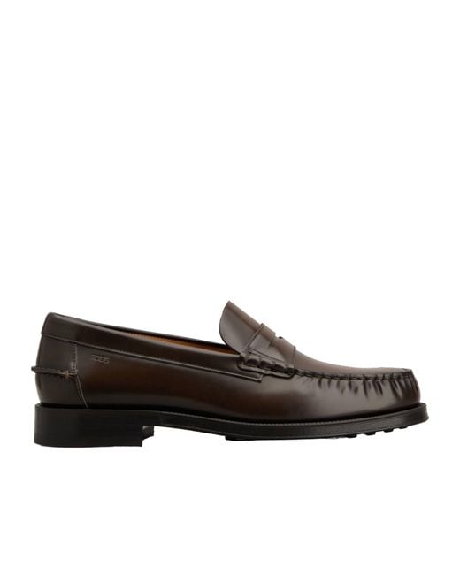 Tod's Black Round Head Loafer Shoes for men