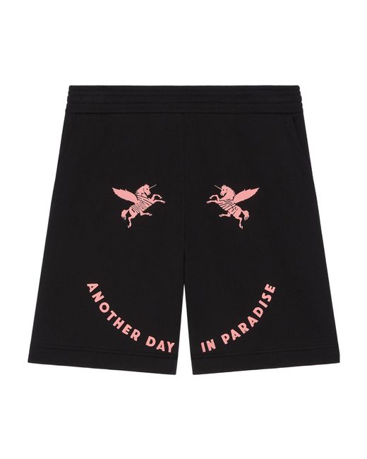 Givenchy Black Unicorn Embroidered Fleece Bermuda Shorts for men