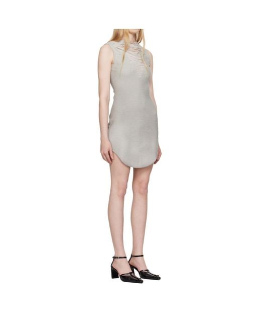 DIESEL White D-Yasmi Distressed Fringed Neckline Mini Dress