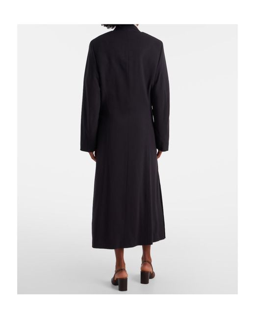 Lemaire Black Wool Crêpe Wrap Coat