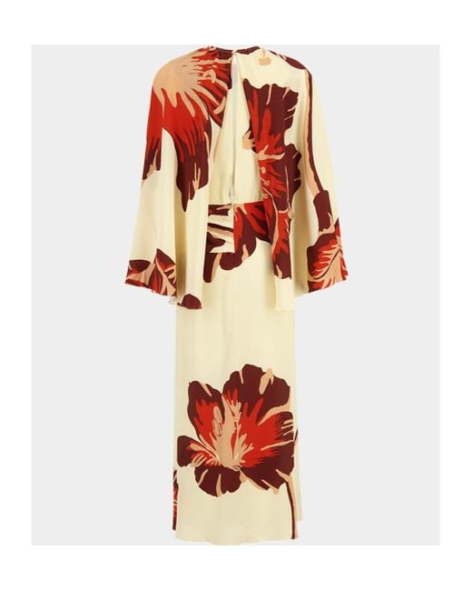 Johanna Ortiz Red Odyssey Floral-Print Midi Dress