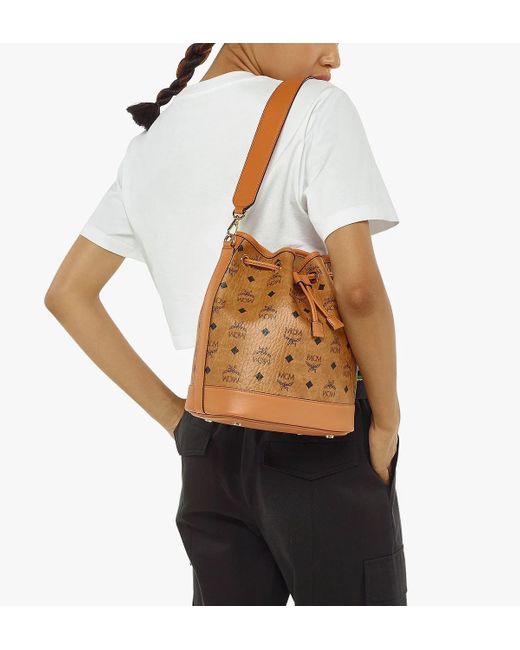 MCM Brown Medium Dessau Bucket Bag